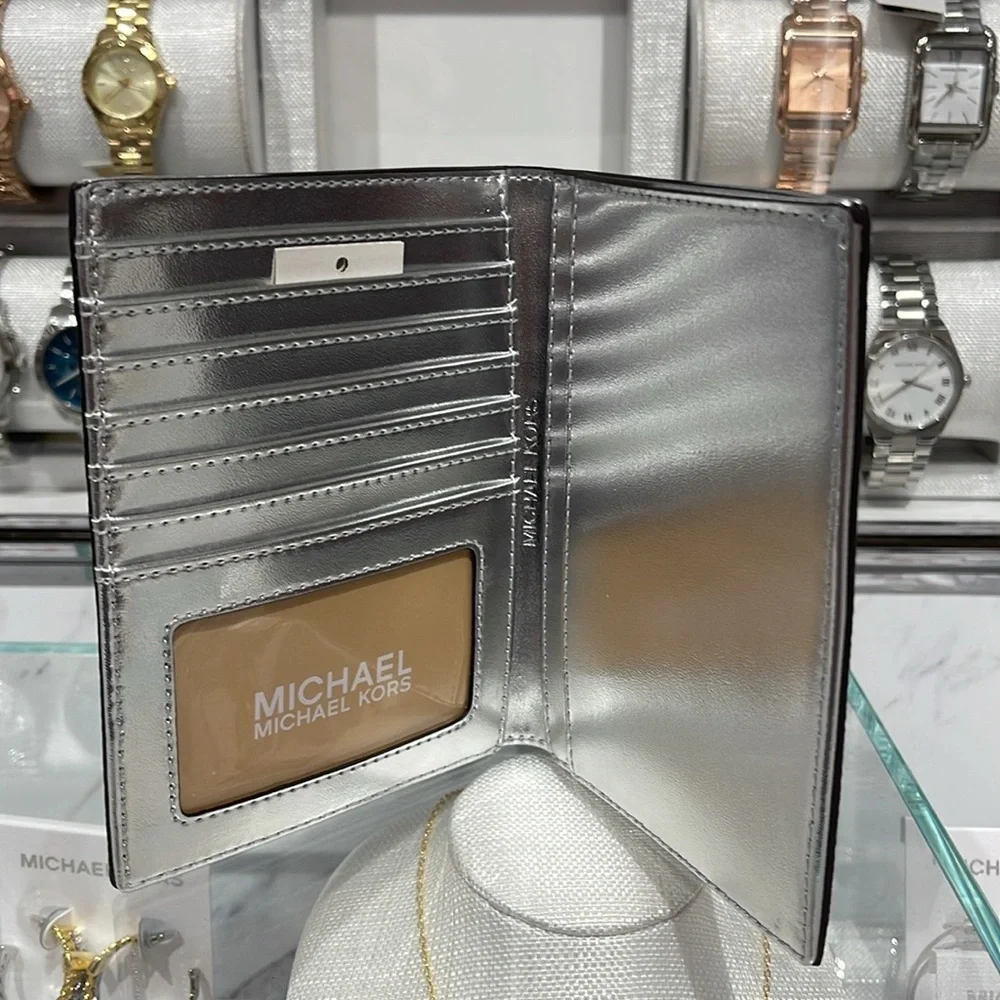 Michael Kors Jet Set Travel Medium Embellished Signature Logo Passport Case